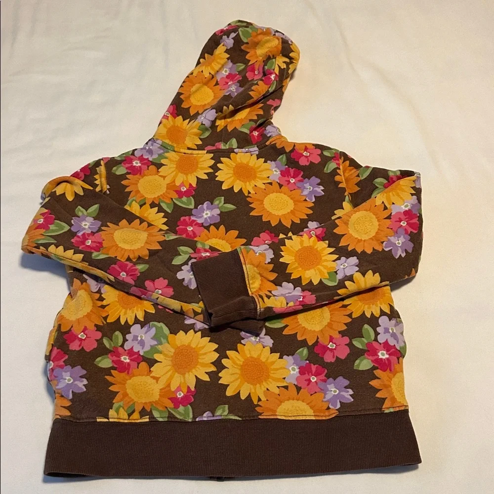 Gymboree Brown Hoodie with Colorful Floral Design